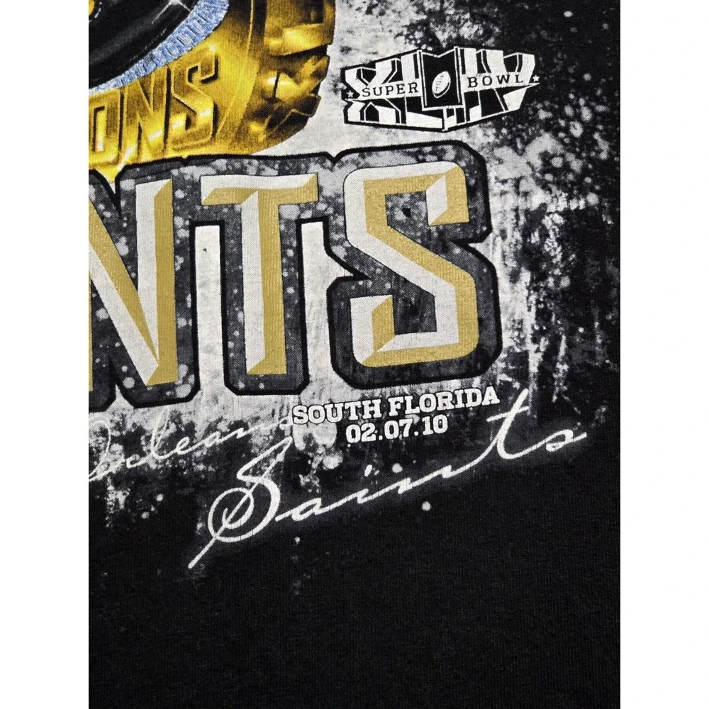 Y2K New Orleans Saints‎ Super Bowl 44 Championship Ring Long Sleeve Shirt Mens L